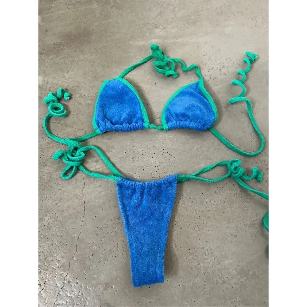 Peppermayo Terry Bikini Set | Blue and Green size 2
